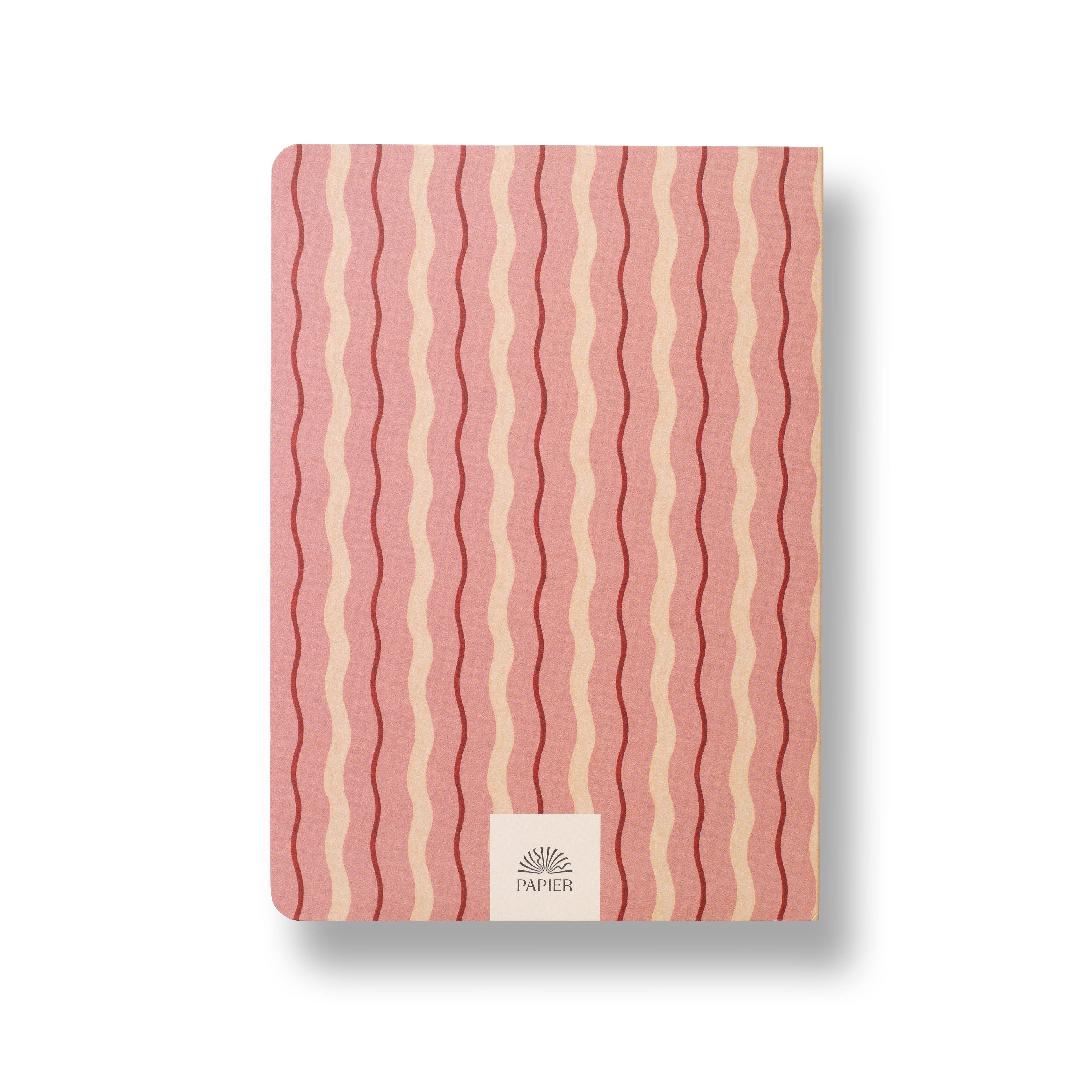 Pink Waves Stepped A5 Softcover Lined Notebook