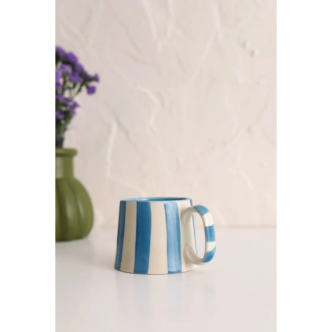 Ceramic Blue Stripe Coffee Cup