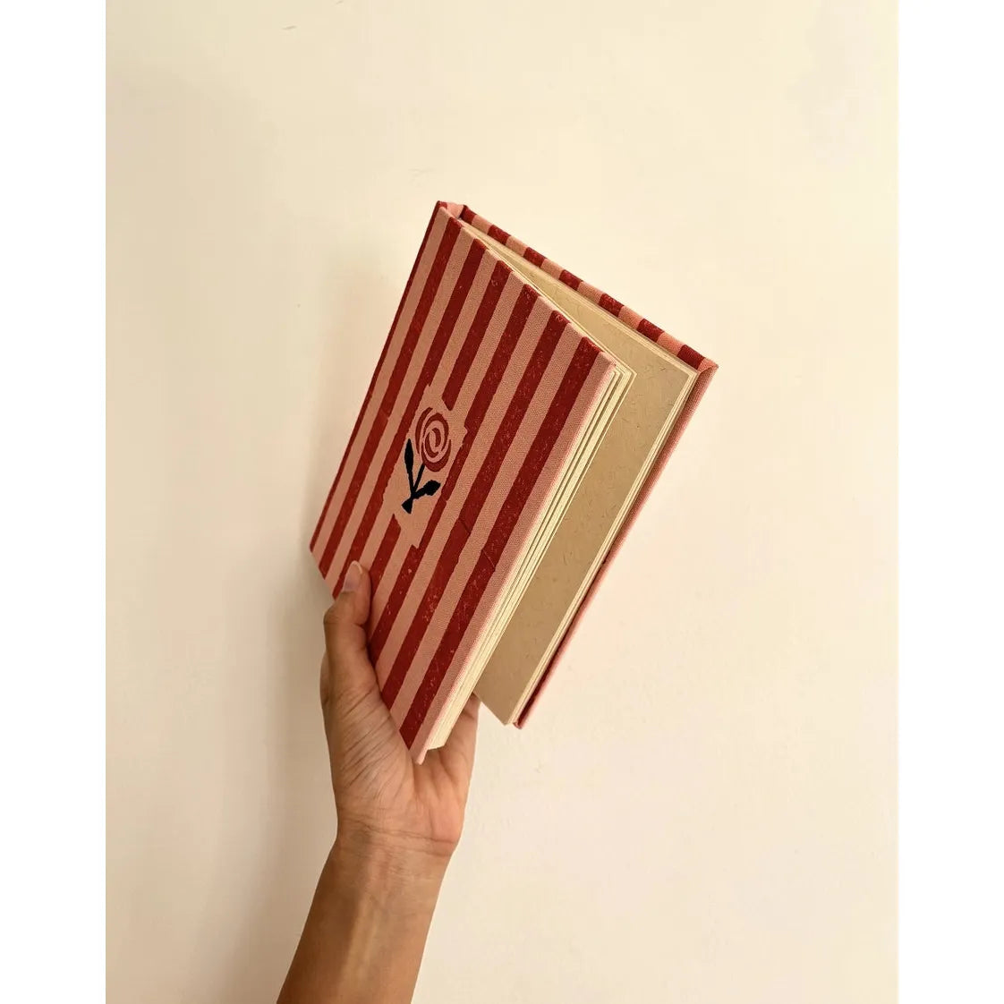 Handmade Paper Journal With Red & Pink Stripes