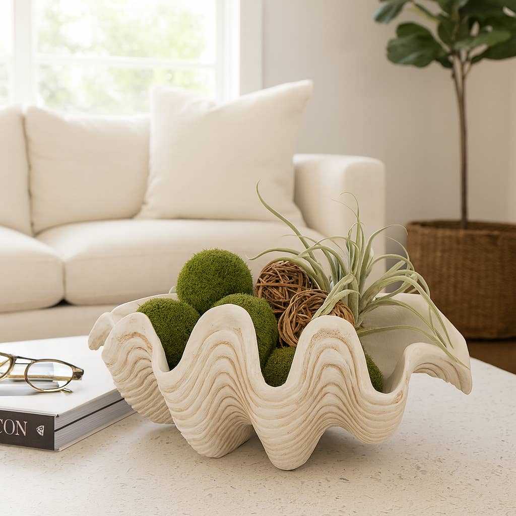 Ivory Pearlized Clam Shell Bowl