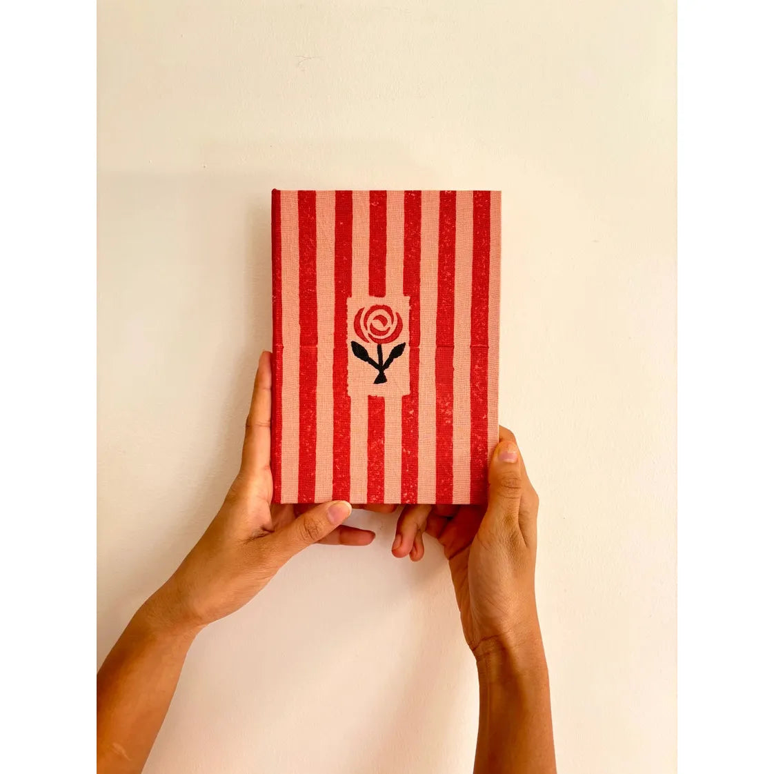 Handmade Paper Journal With Red & Pink Stripes