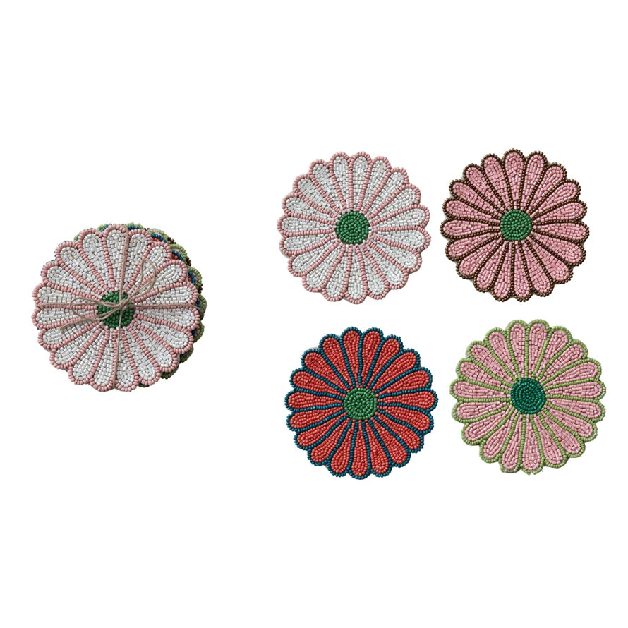 Beaded Flower Shaped Coasters
