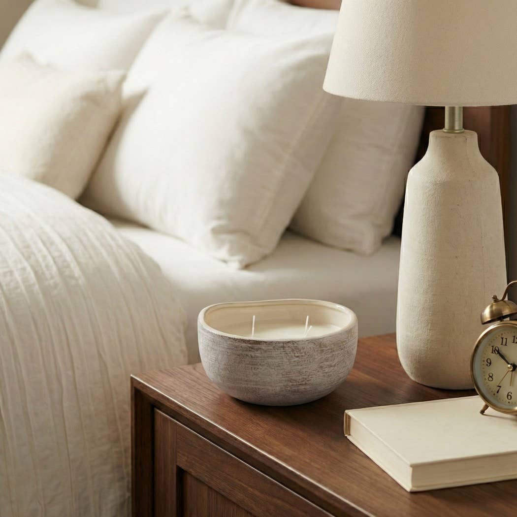 Magnolia and Lily White Ceramic Candle