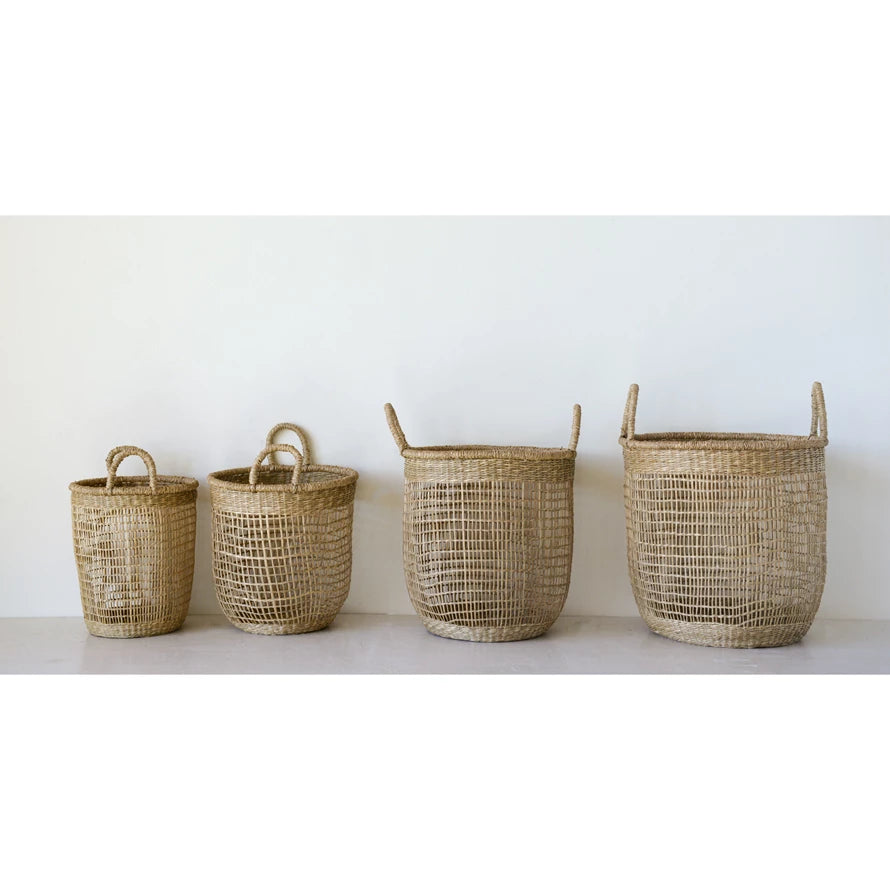 Hand-Woven Baskets with Handles