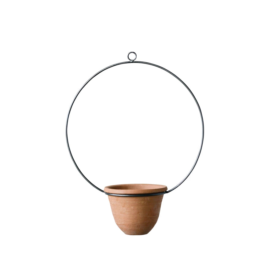 terracotta hanging planter Terracotta Planter with Metal Hanger – INNERBLOOM FLORAL