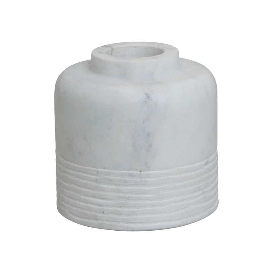 Marble Vase with Carved Pattern