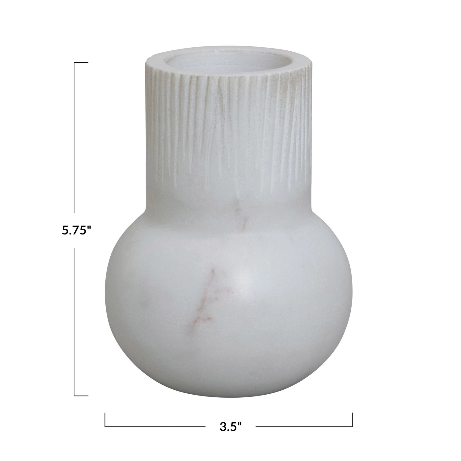 Narrow Marble Vase with Carved Pattern