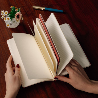 Pink Waves Stepped A5 Softcover Lined Notebook