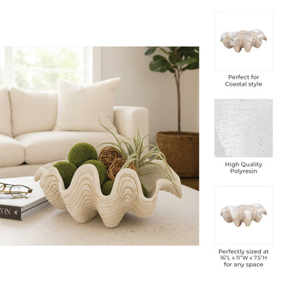 Ivory Pearlized Clam Shell Bowl