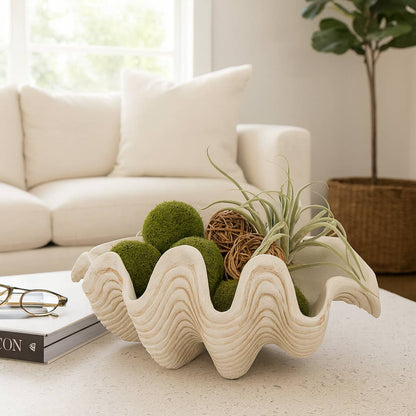 Ivory Pearlized Clam Shell Bowl