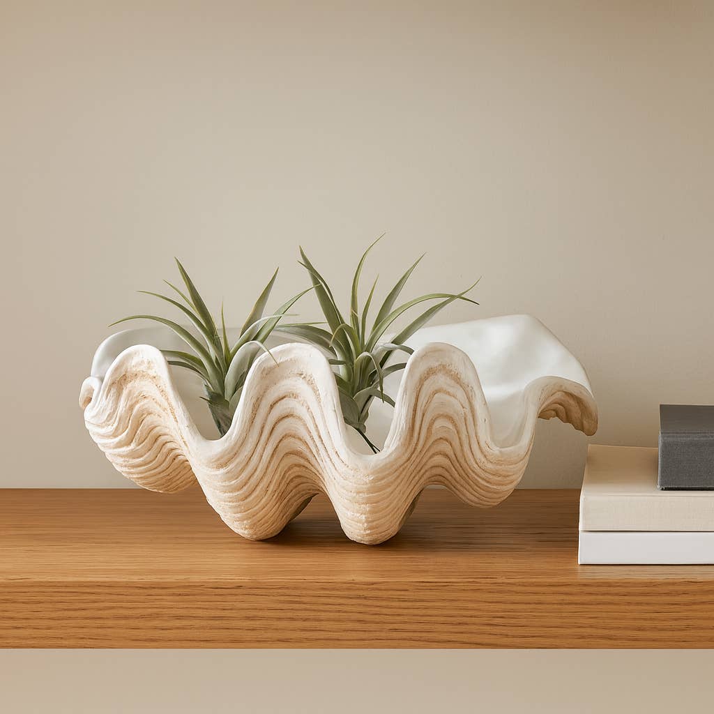 Ivory Pearlized Clam Shell Bowl