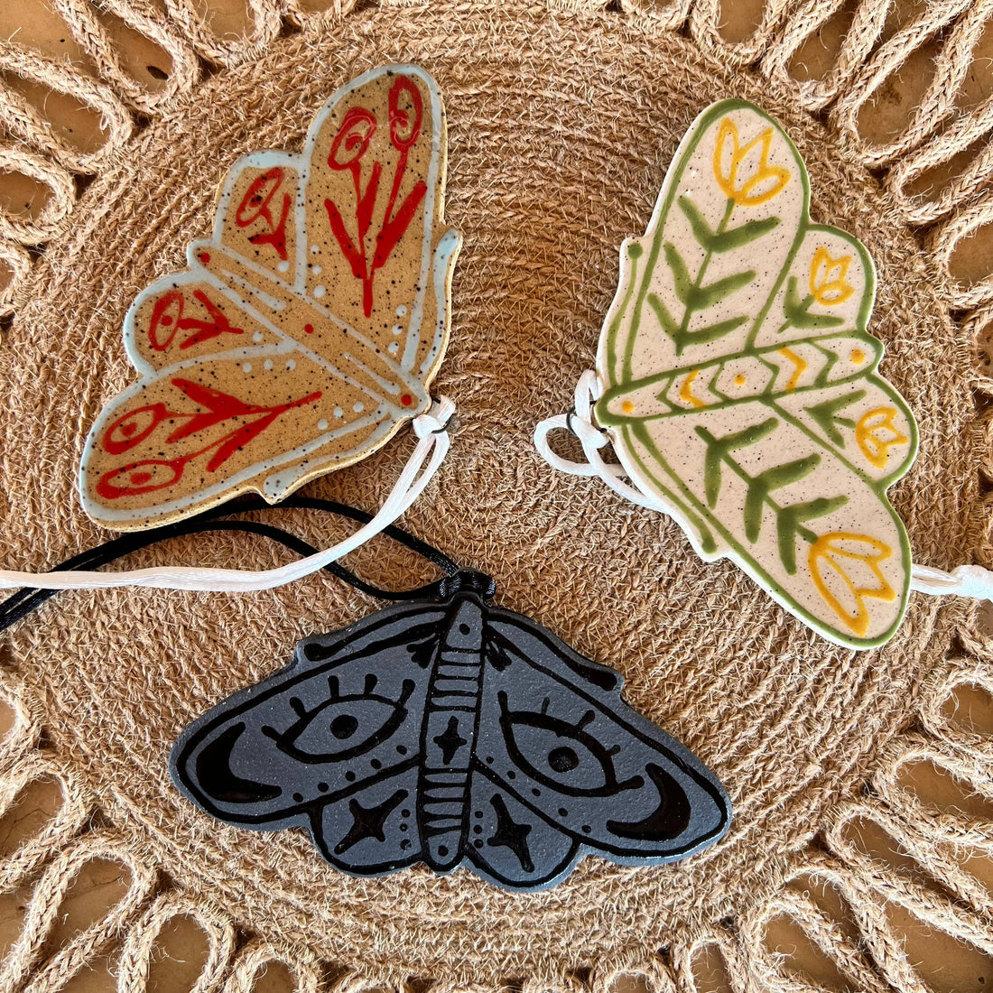Floral Moth Ceramic Ornaments