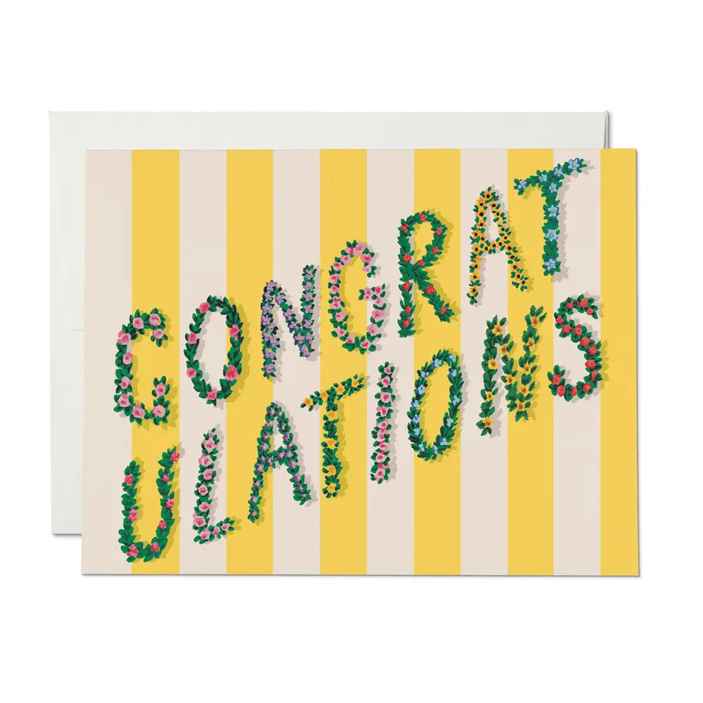 Striped Floral Congrats Card