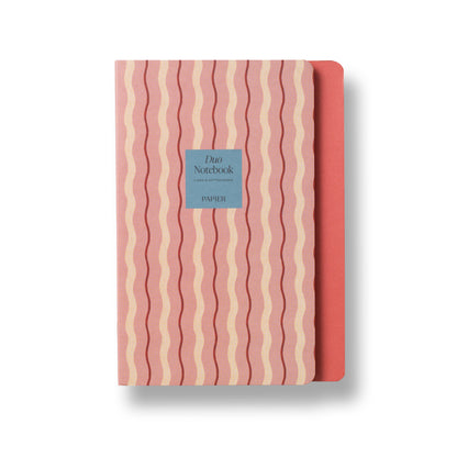 Pink Waves Stepped A5 Softcover Lined Notebook