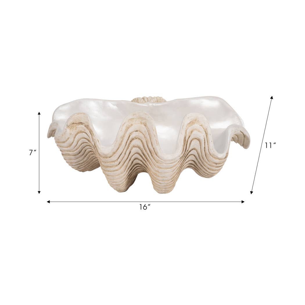 Ivory Pearlized Clam Shell Bowl