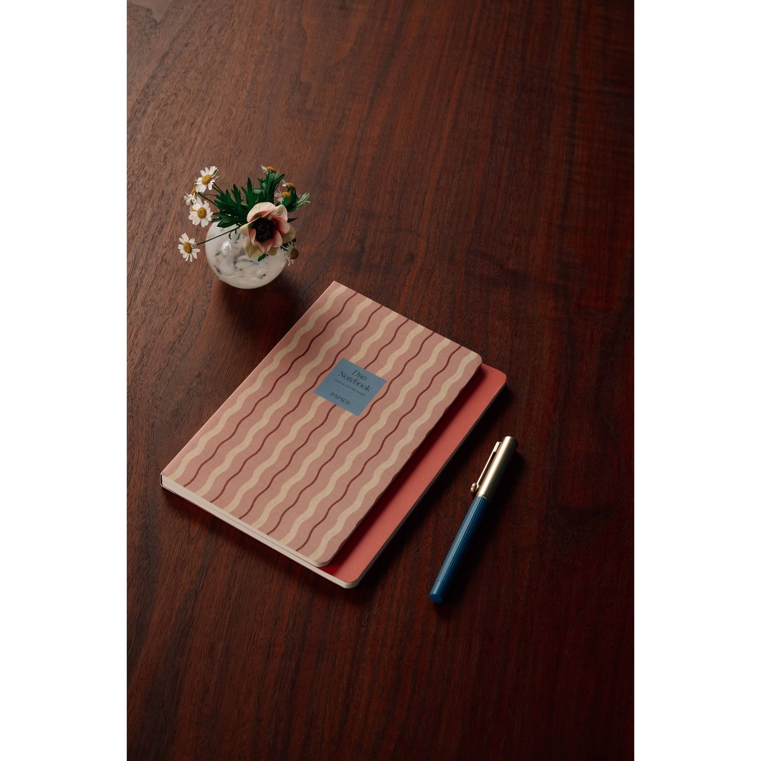 Pink Waves Stepped A5 Softcover Lined Notebook