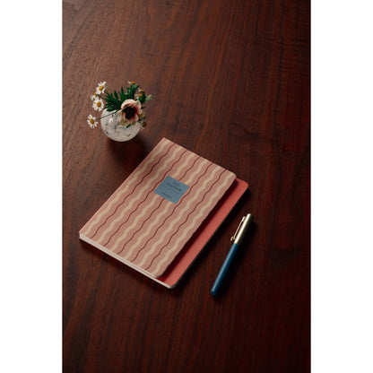 Pink Waves Stepped A5 Softcover Lined Notebook