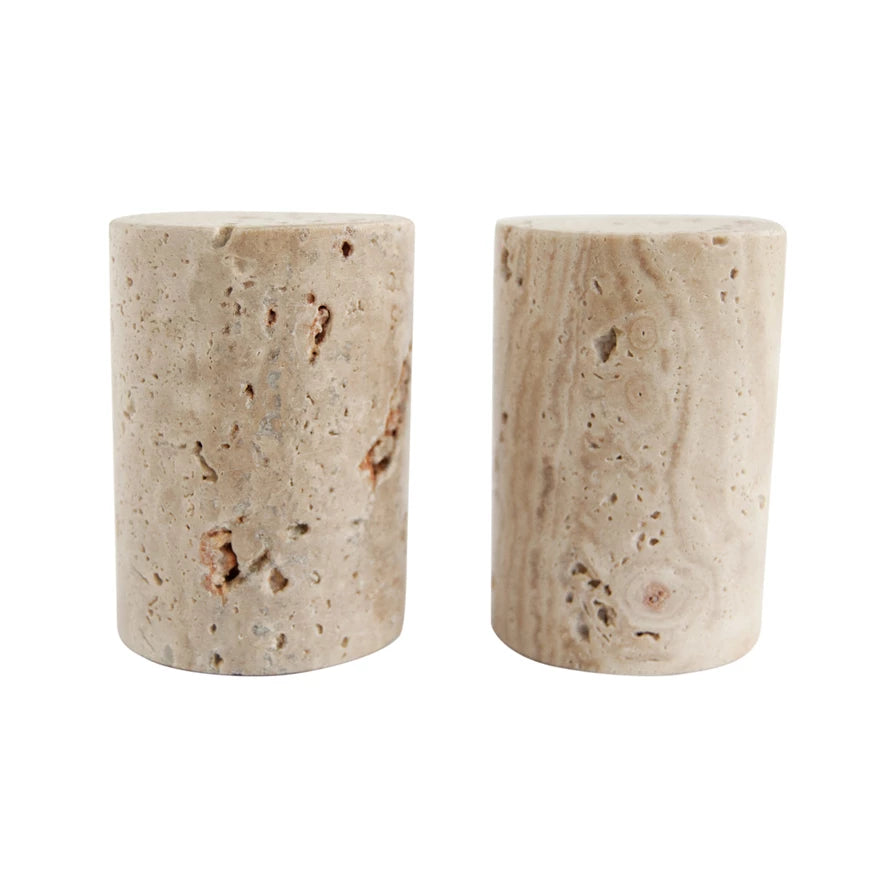 Travertine Salt and Pepper Shakers