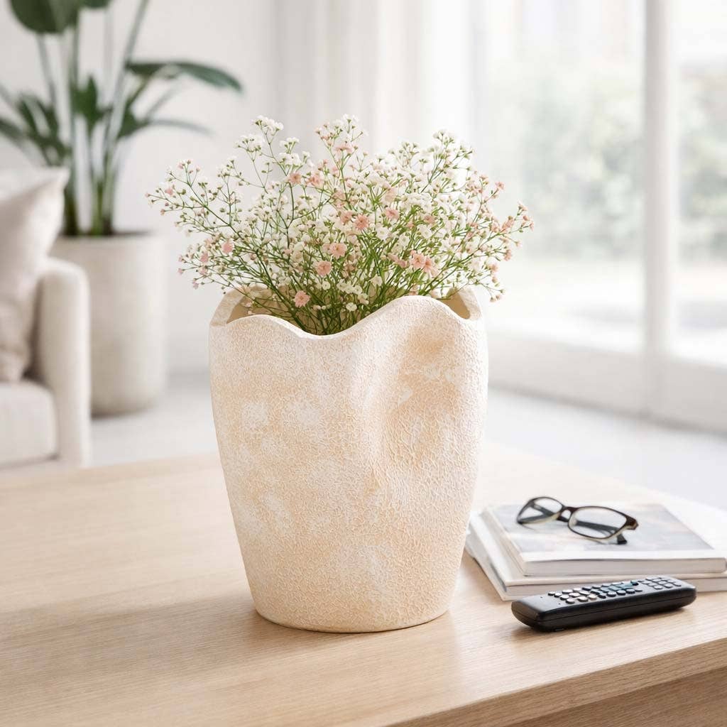 Ceramic Modern Abstract Wavy Rim Vase