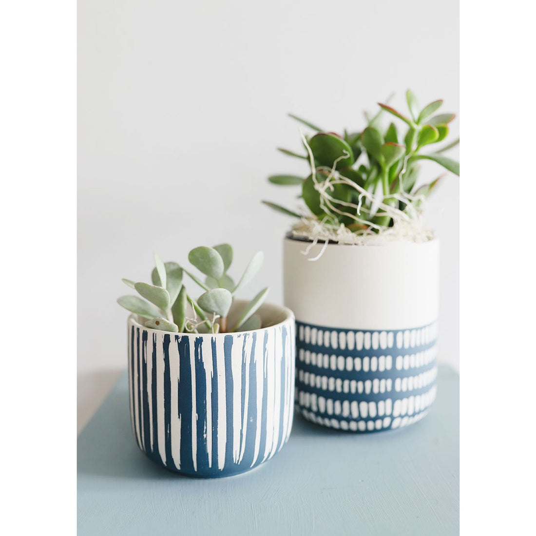 Blue and White Geometric Flower Pot