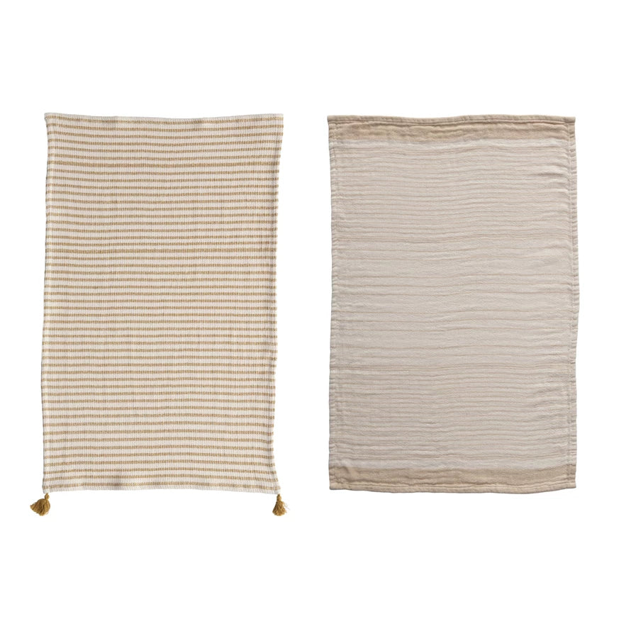 Cotton Striped Tassel Tea Towels