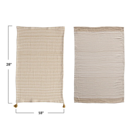 Cotton Striped Tassel Tea Towels