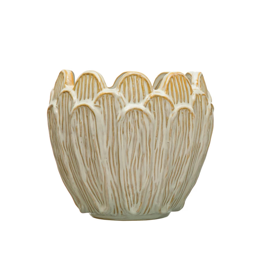 Flower-Shaped Planter with Reactive Glaze