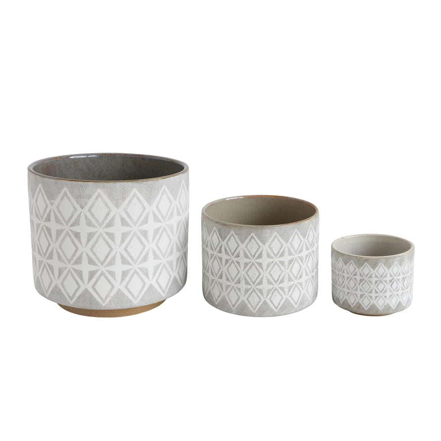 Patterned Grey Planter