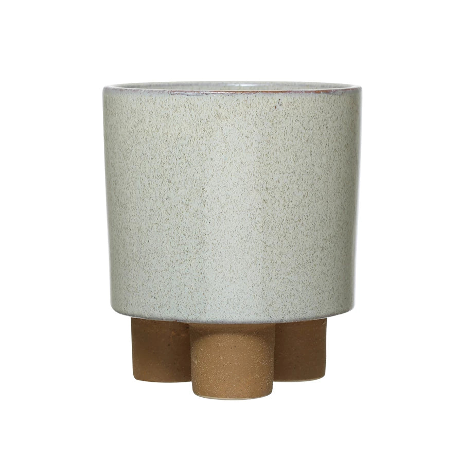 Footed Planter with Reactive Glaze