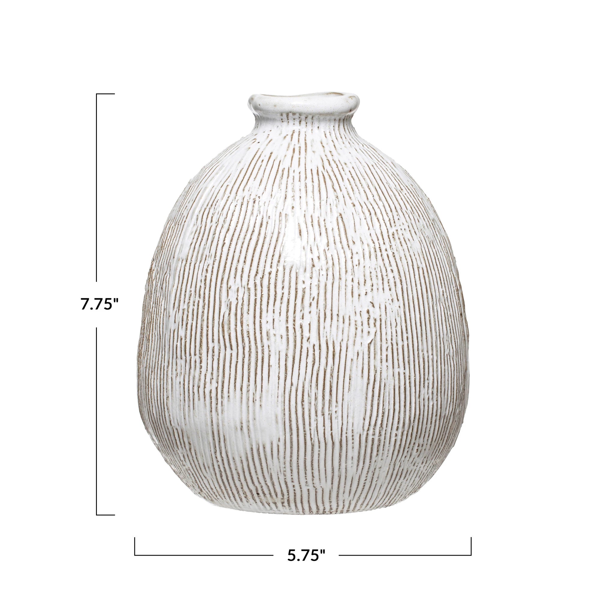 Terracotta Vase with Engraved Stripes