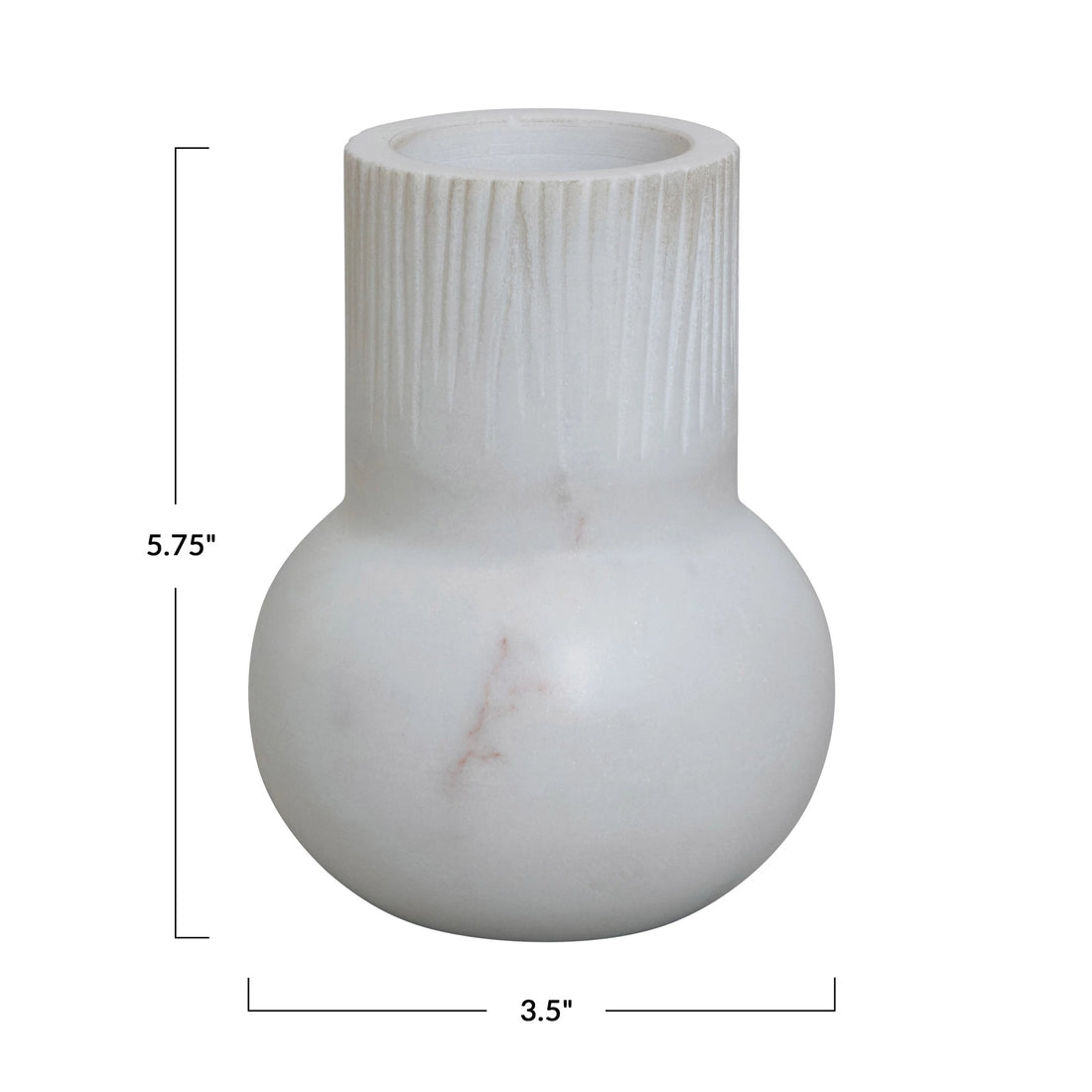 Narrow Marble Vase with Carved Pattern