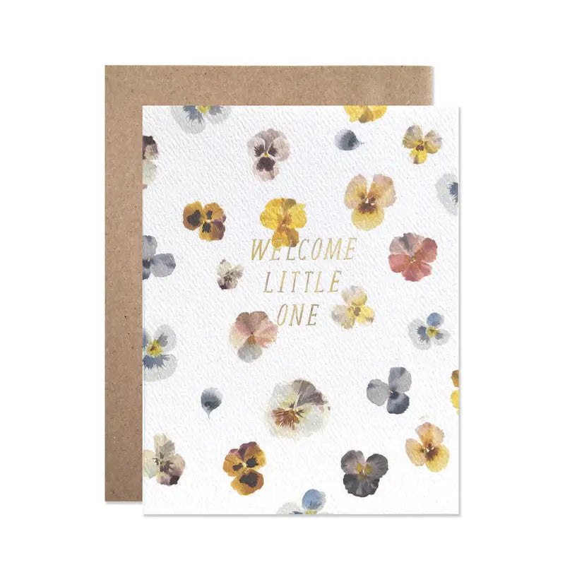 Welcome Little One Pansies Card